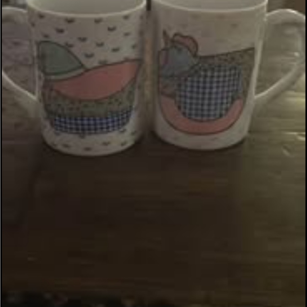vintage patchwork-style coffee mugs - set of 2